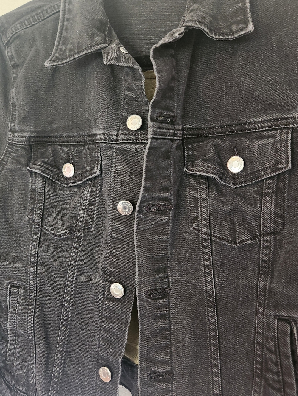 Custom Black Denim Jacket with Rolling Stones Patch - Picture 3 of 6